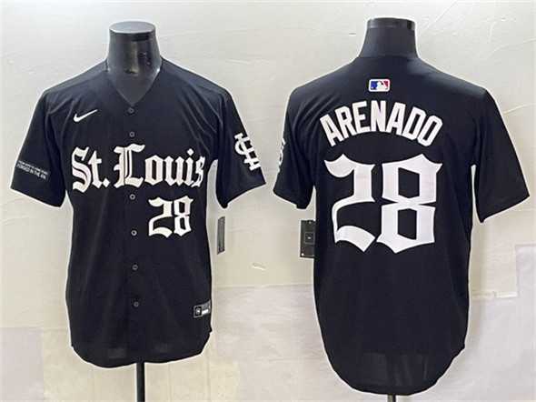 Mens St. Louis Cardinals #28 Nolan Arenado Black Gothic Legacy Edition Vapor Premier Limited Stitched Baseball Jersey->st.louis cardinals->MLB Jersey