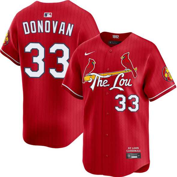 Mens St. Louis Cardinals #33 Brendan Donovan Red 2024 City Connect Limited Stitched Baseball Jersey Dzhi->st.louis cardinals->MLB Jersey