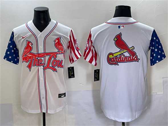 Mens St. Louis Cardinals Team Big Logo White Independence Day Vapor Premier Limited Stitched Baseball Jerseys->st.louis cardinals->MLB Jersey