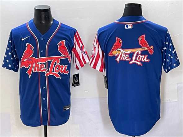 Mens St. Louis Cardinals Team Big Logo Royal Independence Day Vapor Premier Limited Stitched Baseball Jerseys->st.louis cardinals->MLB Jersey