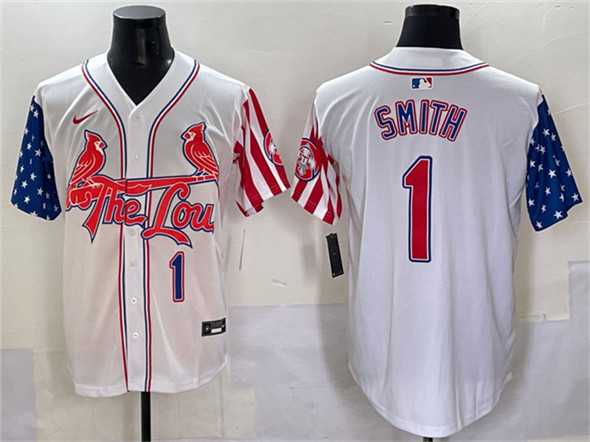 Mens St. Louis Cardinals #1 Ozzie Smith White Independence Day Vapor Premier Limited Stitched Baseball Jersey->st.louis cardinals->MLB Jersey