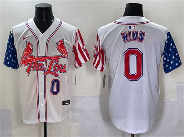 Mens St. Louis Cardinals #0 Masyn Winn White Independence Day Vapor Premier Limited Stitched Baseball Jersey->st.louis cardinals->MLB Jersey
