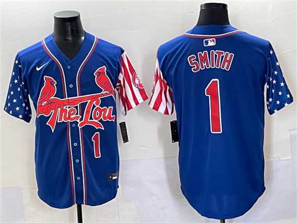 Mens St. Louis Cardinals #1 Ozzie Smith Royal Independence Day Vapor Premier Limited Stitched Baseball Jersey->st.louis cardinals->MLB Jersey