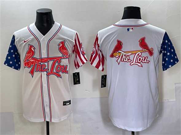 Mens St. Louis Cardinals Team Big Logo White Independence Day Vapor Premier Limited Stitched Baseball Jersey->st.louis cardinals->MLB Jersey
