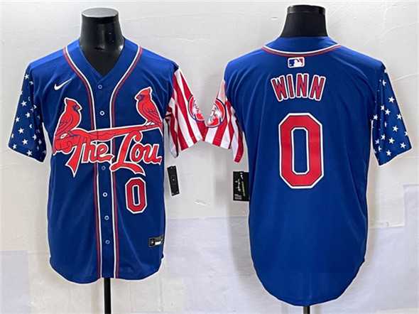Mens St. Louis Cardinals #0 Masyn Winn Royal Independence Day Vapor Premier Limited Stitched Baseball Jersey->st.louis cardinals->MLB Jersey
