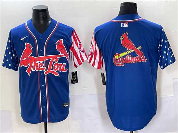 Mens St. Louis Cardinals Team Big Logo Royal Independence Day Vapor Premier Limited Stitched Baseball Jersey->st.louis cardinals->MLB Jersey