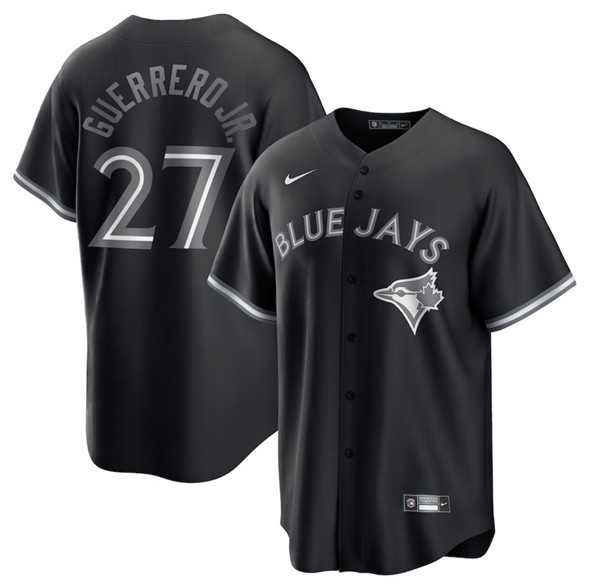 Men%27s Toronto Blue Jays #27 Vladimir Guerrero Jr. Black Lights Out Limited Stitched Jersey Dzhi->toronto blue jays->MLB Jersey