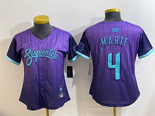 Women%27s Arizona Diamondbacks #4 Ketel Marte Purple 2025 City Connect Limited Stitched Baseball Jersey(Run Small)->washington nationals->MLB Jersey