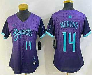 Women%27s Arizona Diamondbacks #14 Gabriel Moreno Number Purple 2025 City Connect Limited Jersey->washington nationals->MLB Jersey