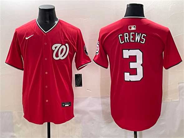 Mens Washington Nationals #3 Dylan Crews Red Limited Stitched Baseball Jersey->washington nationals->MLB Jersey
