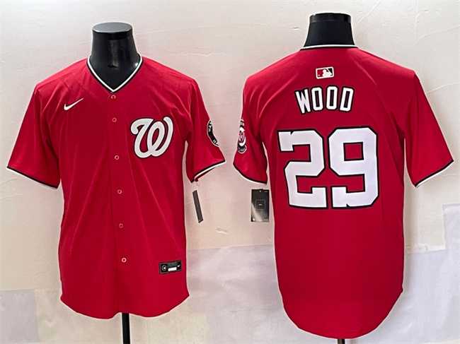 Mens Washington Nationals #29 James Wood Red Limited Stitched Baseball Jersey->washington nationals->MLB Jersey
