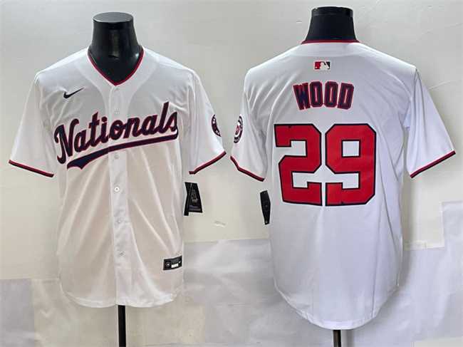Mens Washington Nationals #29 James Wood White Home Limited Stitched Baseball Jersey->washington nationals->MLB Jersey