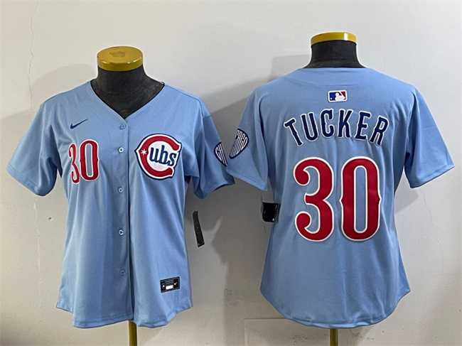 Womens Chicago Cubs #30 Kyle Tucker Blue 2024 25 2nd Alternatemited Stitched Baseball Jersey(Run Small)->mlb womens jerseys->MLB Jersey