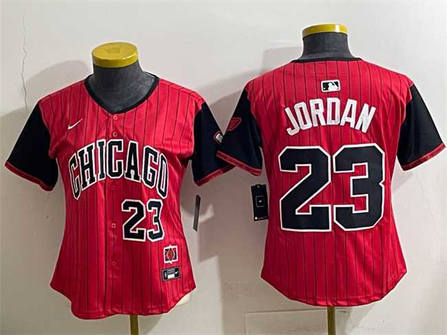 Womens Chicago White Sox #23 Michael Jordan Red Black 2025 City Connect Limited Stitched Baseball Jersey(Run Small)->mlb womens jerseys->MLB Jersey