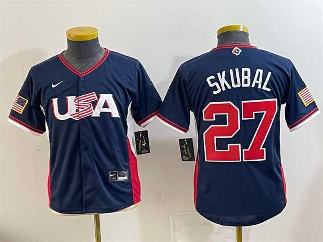Youth USA Baseball #27 Tarik Skubal Navy 2026 World Baseball Classic Stadium Stitched Baseball Jersey->detroit tigers->MLB Jersey