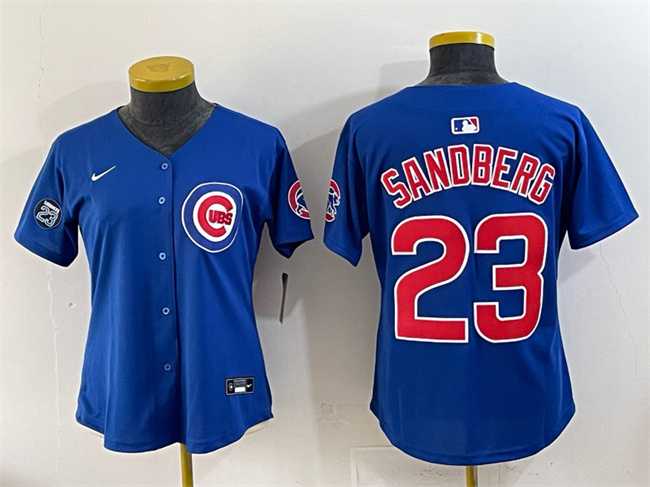 Womens Chicago Cubs #23 Ryne Sandberg Royal Ryne Sandberg Tribute Vapor Limited V2 Stitched Jersey->mlb womens jerseys->MLB Jersey