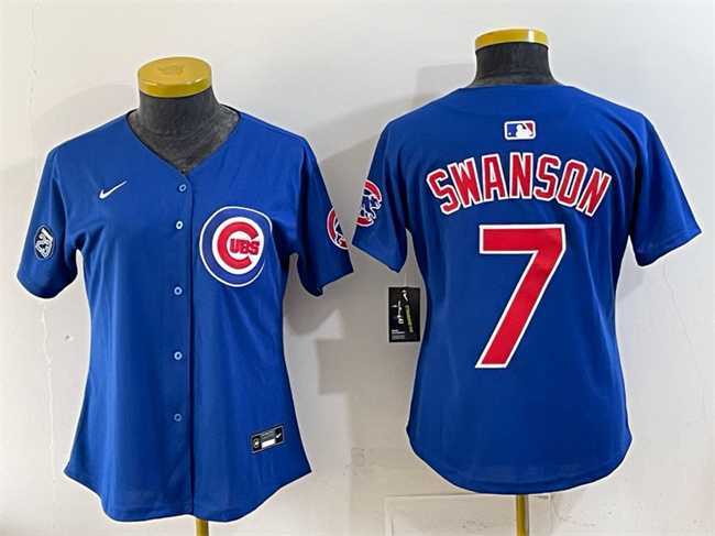 Womens Chicago Cubs #7 Dansby Swanson Royal Ryne Sandberg Tribute Vapor Limited V2 Stitched Jersey->mlb womens jerseys->MLB Jersey