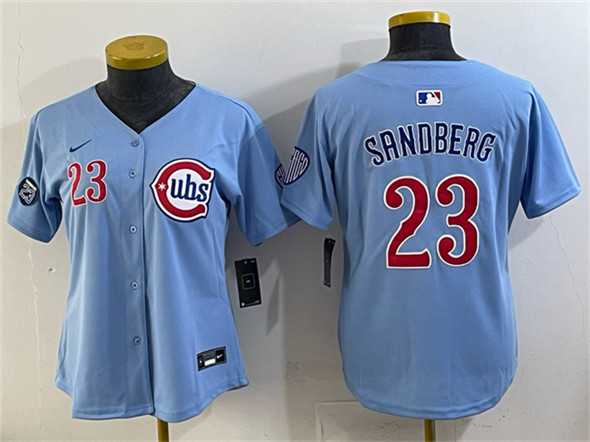 Womens Chicago Cubs #23 Ryne Sandberg Blue Ryne Sandberg Tribute Vapor Limited V2 Stitched Jersey->mlb womens jerseys->MLB Jersey