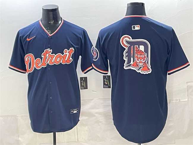 Mens Detroit Tigers Team Big Logo Navy 2026 Alternate Vapor Premier Limited Stitched Jersey Dzhi->detroit tigers->MLB Jersey
