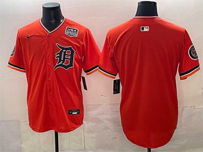 Mens Detroit Tigers Blank Orange 2026 Alternate USA 250 Patch Vapor Premier Limited Stitched Jersey Dzhi->detroit tigers->MLB Jersey