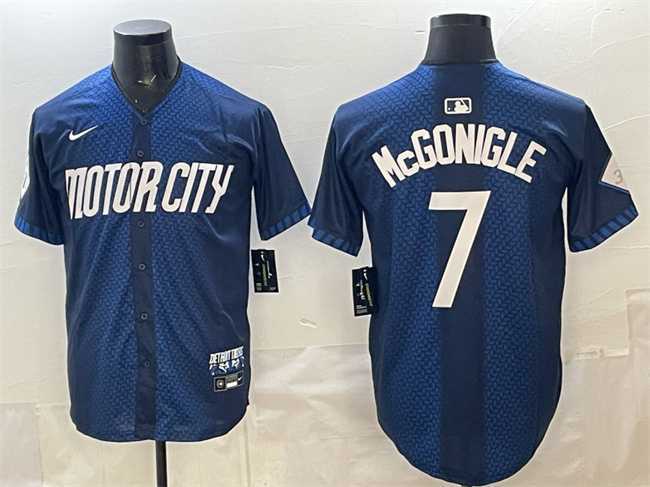 Mens Detroit Tigers #7 Kevin McGonigle Navy City Connect Cool Base Limited Stitched Jersey Dzhi->detroit tigers->MLB Jersey