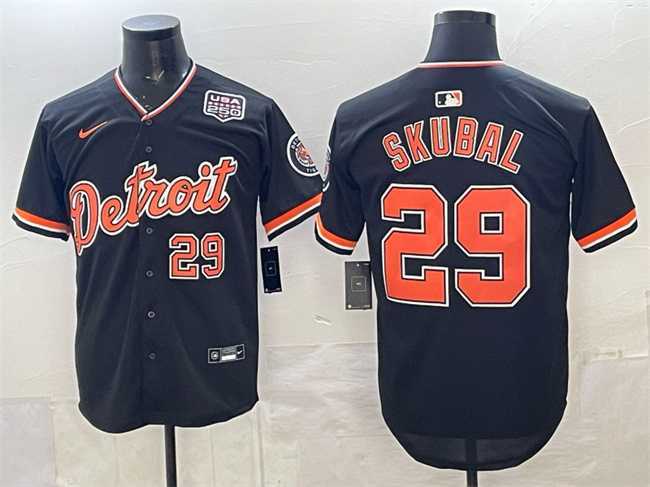 Mens Detroit Tigers #29 Tarik Skubal Navy 2026 Alternate USA 250 Patch Vapor Premier Limited Stitched Jersey Dzhi->detroit tigers->MLB Jersey