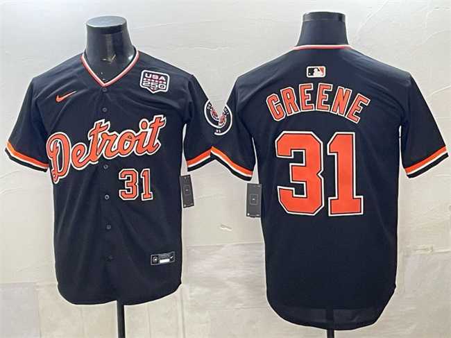 Mens Detroit Tigers #31 Riley Greene Navy 2026 Alternate USA 250 Patch Vapor Premier Limited Stitched Jersey Dzhi->detroit tigers->MLB Jersey