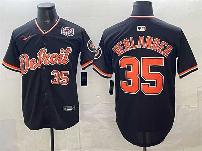 Mens Detroit Tigers #35 Justin Verlander Navy 2026 Alternate USA 250 Patch Vapor Premier Limited Stitched Jersey Dzhi->detroit tigers->MLB Jersey