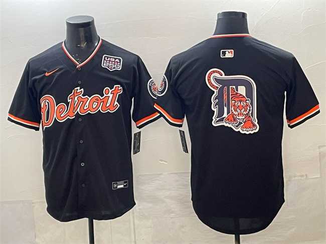 Mens Detroit Tigers Team Big Logo Navy 2026 Alternate USA 250 Patch Vapor Premier Limited Stitched Jersey Dzhi->detroit tigers->MLB Jersey