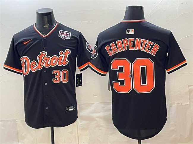 Mens Detroit Tigers #30 Kerry Carpenter Black 2026 Alternate USA 250 Patch Vapor Premier Limited Stitched Jersey Dzhi->detroit tigers->MLB Jersey