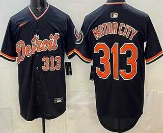 Mens Detroit Tigers #313 Motor City Navy Limited Jersey Dzhi->detroit tigers->MLB Jersey