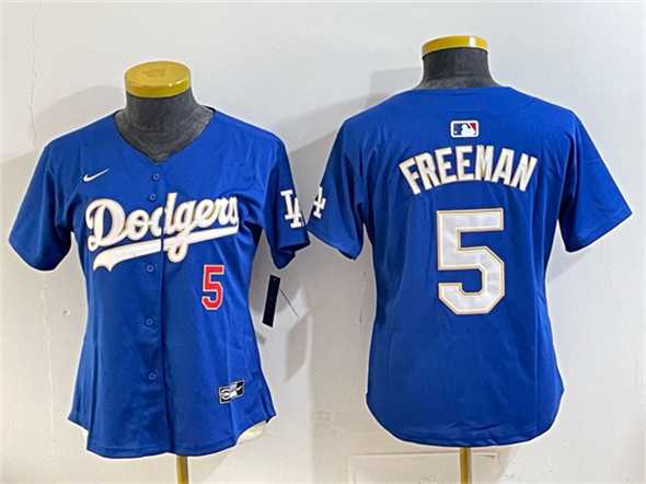 Womens Los Angeles Dodgers #5 Freddie Freeman Royal Gold Limited Stitched Jersey->mlb womens jerseys->MLB Jersey