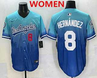 Womens Los Angeles Dodgers #8 Enrique Hernandez Blue 2025 City Connect Limited Stitched Jersey->mlb womens jerseys->MLB Jersey