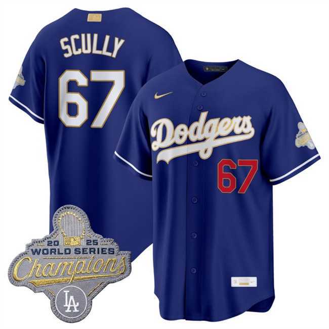 Mens Los Angeles Dodgers #67 Vin Scully Royal 2026 Alternate Gold Collection Stadium Stitched Jersey Dzhi->los angeles dodgers->MLB Jersey