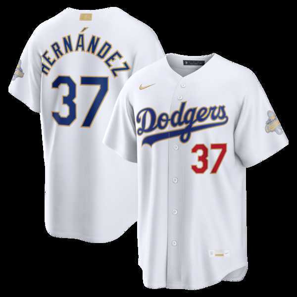 Mens Los Angeles Dodgers #37 Teoscar Hernandez Nike White 2026 Gold Collection Stadium Jersey Dzhi->los angeles dodgers->MLB Jersey