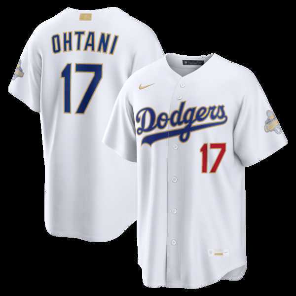 Mens Los Angeles Dodgers #17 Shohei Ohtani Nike White 2026 Gold Collection Stadium Jersey Dzhi->los angeles dodgers->MLB Jersey