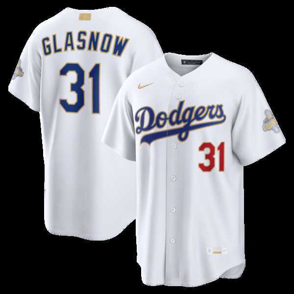 Mens Los Angeles Dodgers #31 Tyler Glasnow Nike White 2026 Gold Collection Stadium Jersey Dzhi->los angeles dodgers->MLB Jersey