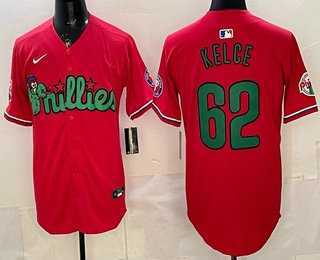 Men%27s Philadelphia Phillies #62 Jason Kelce Red Limited Stitched Jersey Dzhi->milwaukee brewers->MLB Jersey