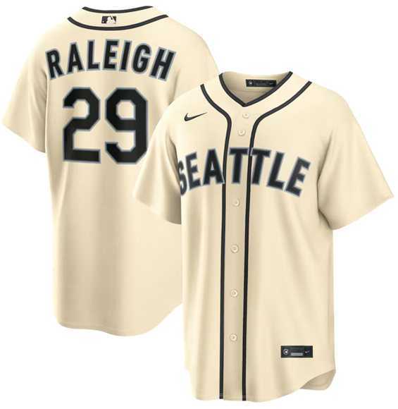 Men%27s Seattle Mariners #29 Cal Raleigh Cream Alternate Stitched Jersey Dzhi->toronto blue jays->MLB Jersey