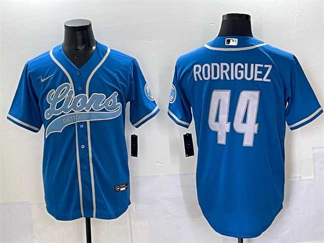 Men%27s Detroit Lions #44 Malcolm Rodriguez Blue Cool Base Stitched Baseball Jersey->cleveland browns->NFL Jersey