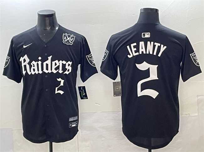 Men%27s Las Vegas Raiders #2 Ashton Jeanty Black %27Gothic Sin City Shadows Edition%27 With 65th Anniversary Patch Vapor Limited Stitched Baseball Jersey->las vegas raiders->NFL Jersey