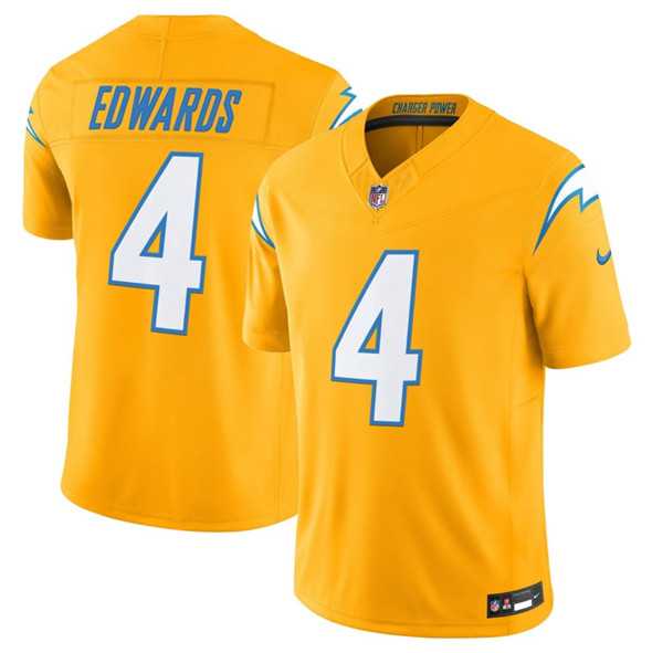 Men%27s Los Angeles Chargers #4 Taylor Heinicke Gold 2025 F.U.S.E. Alternate Vapor Limited Stitched Jersey->los angeles chargers->NFL Jersey