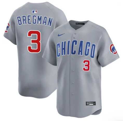 Mens Chicago Cubs #3 Alex Bregman Gray 2026 Limited Stitched Jersey Dzhi->chicago cubs->MLB Jersey