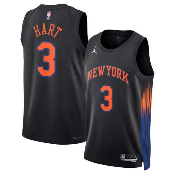 Mens New Yok Knicks #3 Josh Hart Black 2025 Statement Edition Stitched Jersey Dzhi->new york knicks->NBA Jersey