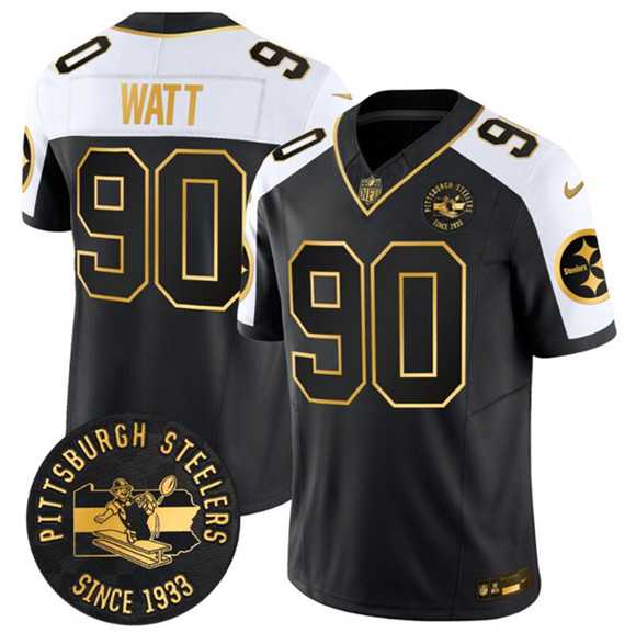 Men%27s Pittsburgh Steelers #90 T.J. Watt Black Gold Alternate F.U.S.E. Throwback 1933 Patch Vapor Untouchable Limited Stitched Jersey Dzhi->san francisco 49ers->NFL Jersey