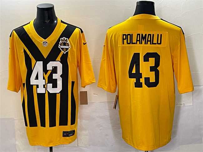 Men%27s Pittsburgh Steelers #43 Troy Polamalu Gold 1933 Throwback Alternate Stitched Jersey Dzhi->pittsburgh steelers->NFL Jersey