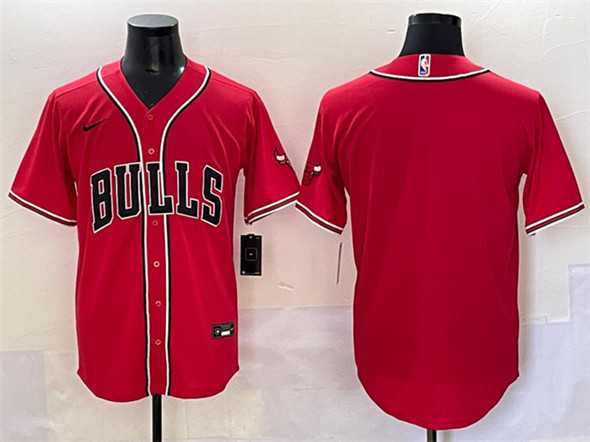 Men%27s Chicago Bulls Blank Red Cool Base Stitched Baseball Jersey->dallas mavericks->NBA Jersey