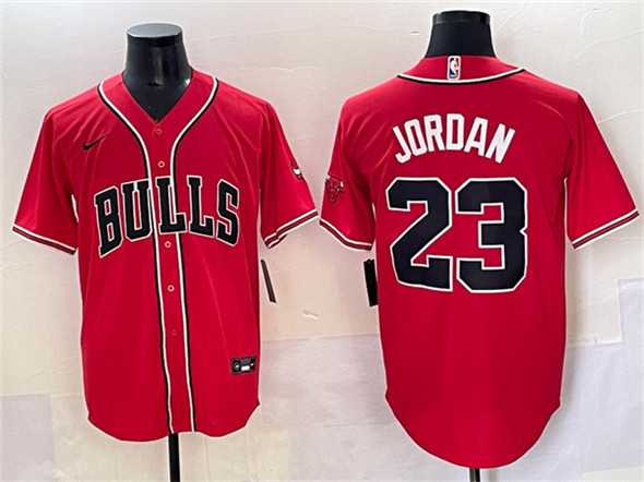 Mens Chicago Bulls #23 Michael Jordan Red Cool Base Stitched Baseball Jersey->chicago bulls->NBA Jersey