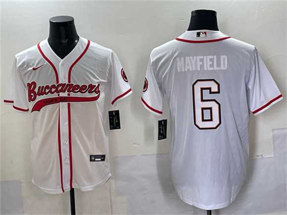 Men%27s Tampa Bay Buccaneers #6 Baker Mayfield White Cool Base Stitched Baseball Jersey->tampa bay buccaneers->NFL Jersey