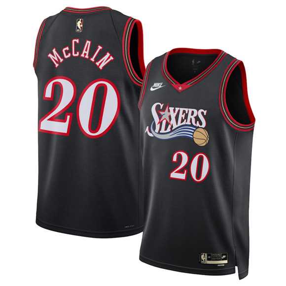 Men%27s Philadelphia 76ers #20 Jared McCain Jared McCain Black 2025 Classic Edition Stitched Jersey Dzhi->philadelphia 76ers->NBA Jersey